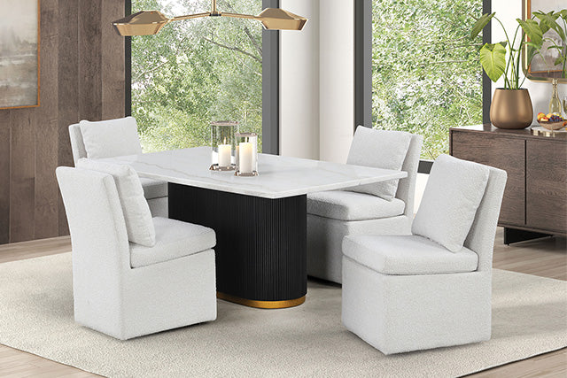 Furniture Of America Morges Rect Dining Marble Table FM3432WH-T-TABLE Black/White Contemporary - sofafair.com