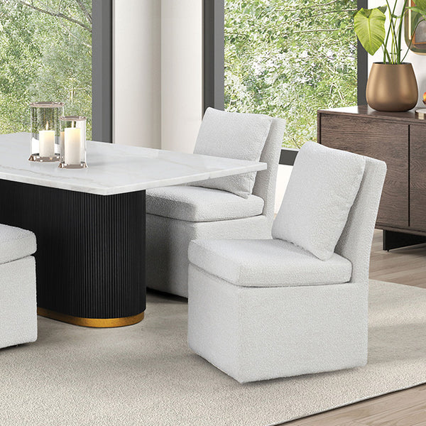 Furniture Of America Morges Rect Dining Marble Table FM3432WH-T-TABLE Black/White Contemporary - sofafair.com