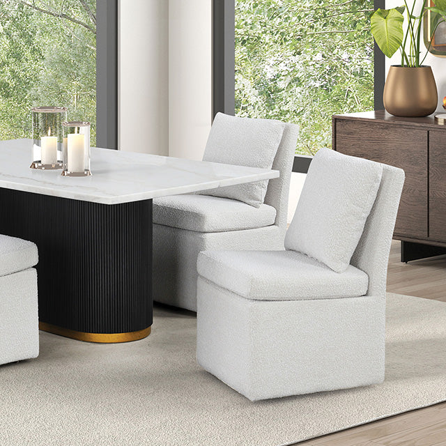 Furniture Of America Morges Rect Dining Marble Table FM3432WH-T-TABLE Black/White Contemporary - sofafair.com