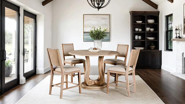 Furniture Of America Orbetello 54" Round Counter Table FM3601NT-PT Distressed Natural Transitional - sofafair.com