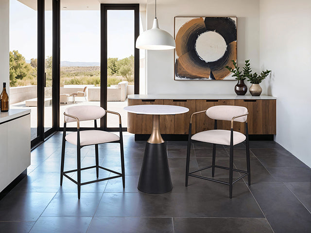 Furniture Of America Streatham Counter Ht. Chair (2/CTN) FM37002BK-PC-2PK Black/White/Gold Contemporary - sofafair.com