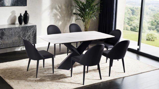 Furniture Of America Lenvik Dining Table FM3700BK-T-TABLE Black/White Contemporary - sofafair.com