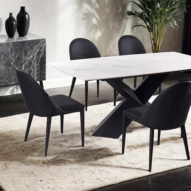 Furniture Of America Lenvik Dining Table FM3700BK-T-TABLE Black/White Contemporary - sofafair.com