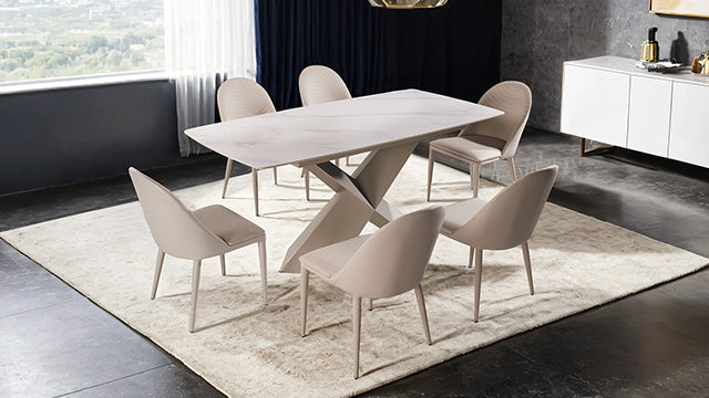 Furniture Of America Lenvik Dining Table FM3700BR-T-TABLE Brown/White Contemporary - sofafair.com