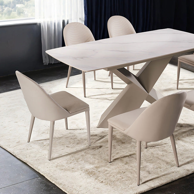 Furniture Of America Lenvik Dining Table FM3700BR-T-TABLE Brown/White Contemporary - sofafair.com