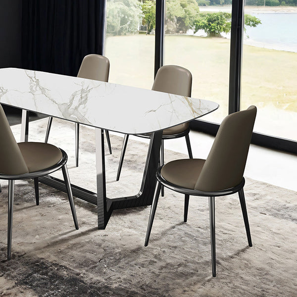 Furniture Of America Norelli Dining Table FM3701SV-T-TABLE Silver/White Contemporary - sofafair.com