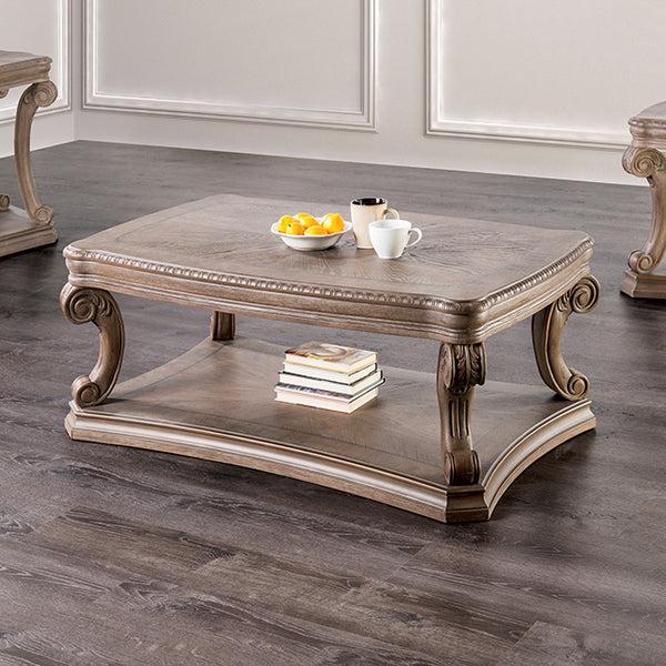 Furniture Of America Oakway Cocktail Table FM4518AK-C Weathered Oak Traditional - sofafair.com