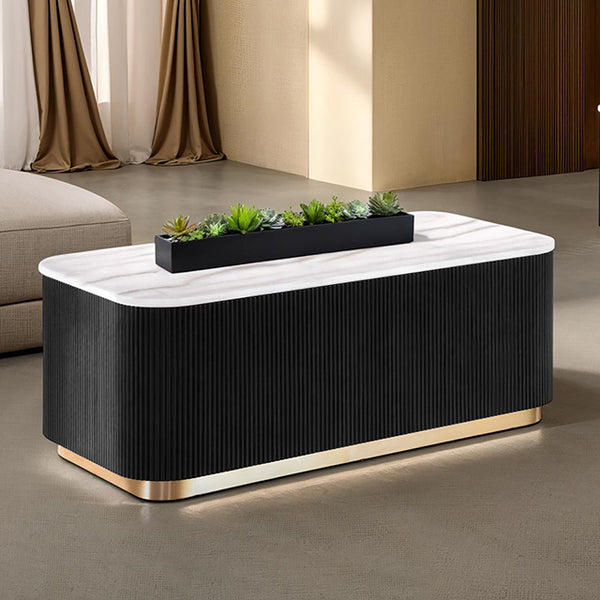 Furniture Of America Virden Rectangle Cocktail Table FM47000BK-C Black/White/Gold Contemporary - sofafair.com