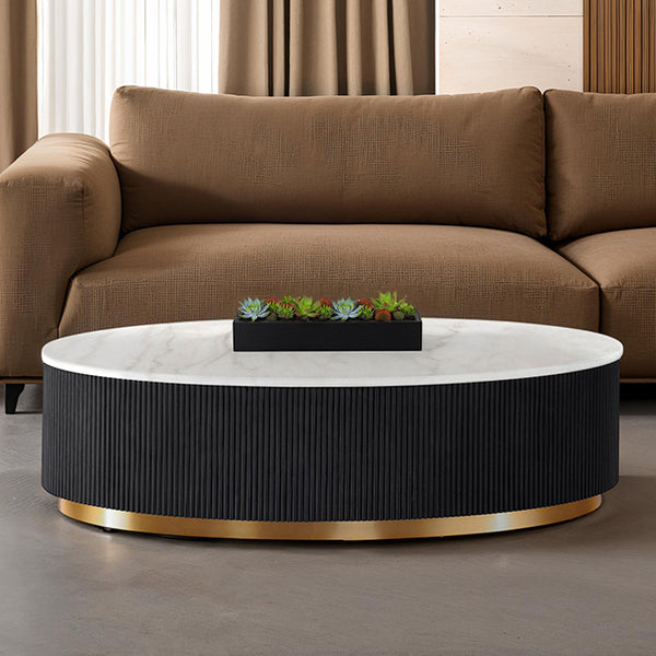 Furniture Of America Virden Oval Cocktail Table FM47000BK-CO Black/White/Gold Contemporary - sofafair.com