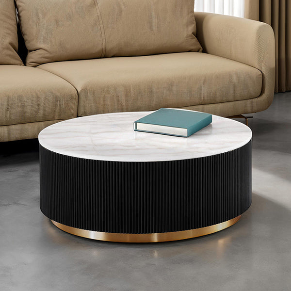 Furniture Of America Virden Round Cocktail Table FM47000BK-CR Black/White/Gold Contemporary - sofafair.com