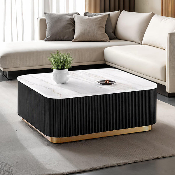 Furniture Of America Virden Square Cocktail Table FM47000BK-CS Black/White/Gold Contemporary - sofafair.com