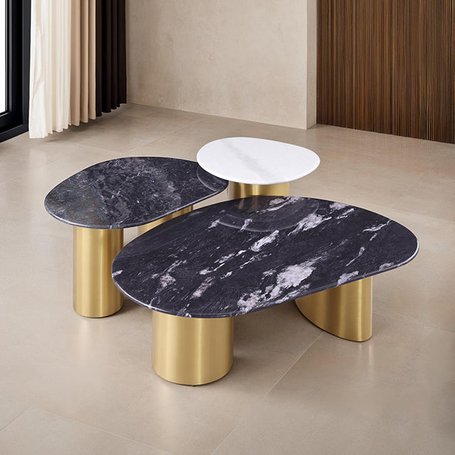 Furniture Of America Northwich Oval Coffee Table FM47006GY-CO-TABLE Black/Gray/Matte Gold Contemporary - sofafair.com