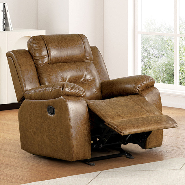 Furniture Of America Ezekius Manual Recliner FM6011BR-CH-M Brown Transitional - sofafair.com