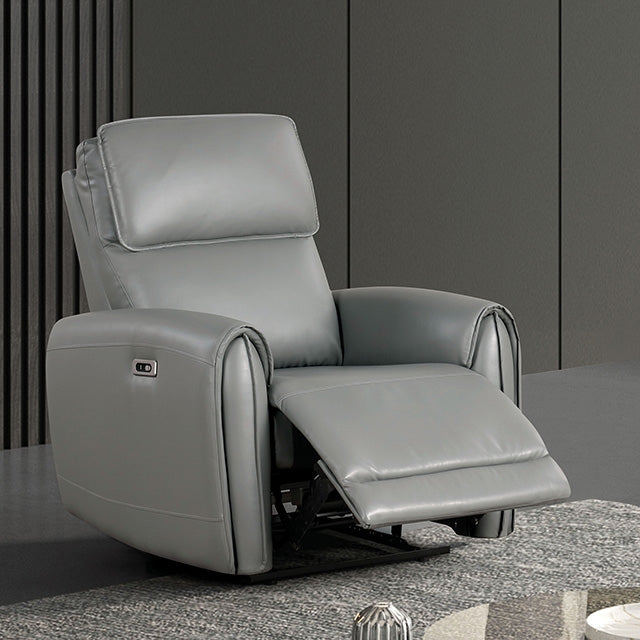 Furniture Of America Schlieren Power Recliner FM6012GY-CH-PM Gray Contemporary - sofafair.com