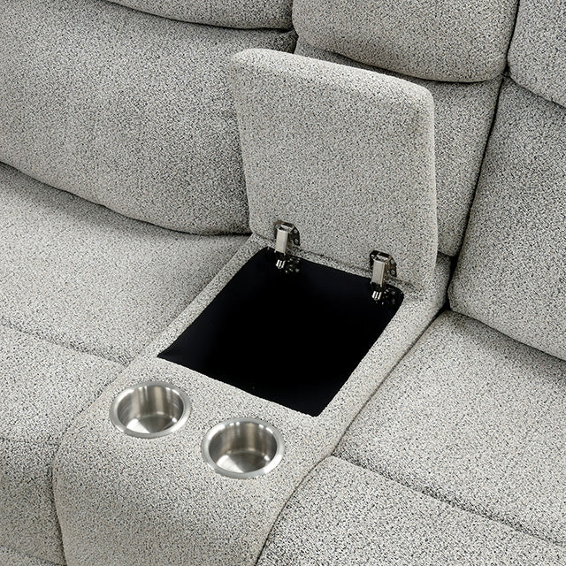 Furniture Of America Sandbach Manual Reclining Loveseat With Console FM6013LG-LV-M Light Gray Contemporary - sofafair.com