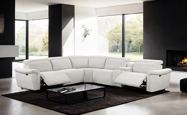 Furniture Of America Hieronimus Power Sectional FM6014LG-SECT-PM Light Gray Contemporary - sofafair.com