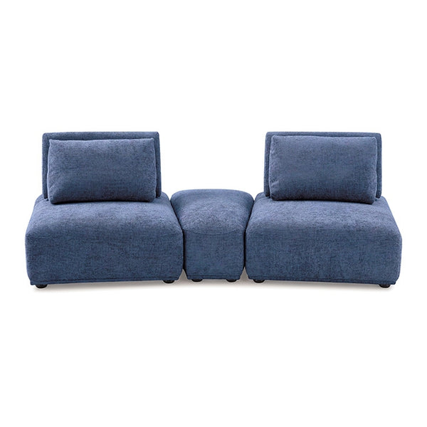 Furniture Of America Stavanger Curved 2-Seater w/ Ot FM63001BL-D Blue Contemporary - sofafair.com