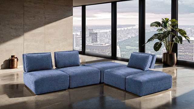 Furniture Of America Stavanger L-Sectional FM63001BL-F Blue Contemporary - sofafair.com