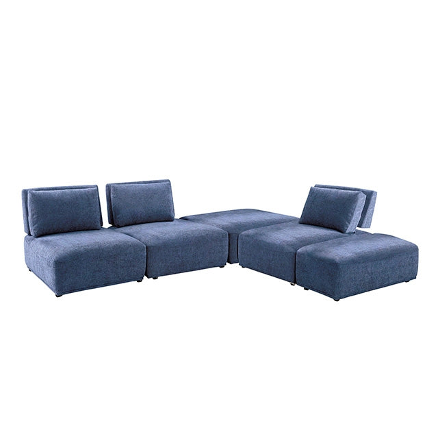 Furniture Of America Stavanger L-Sectional FM63001BL-F Blue Contemporary - sofafair.com