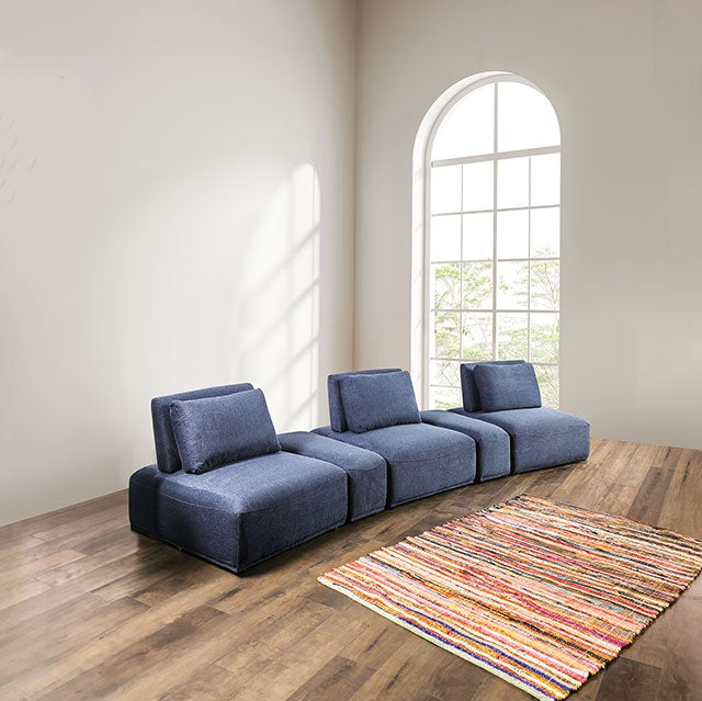 Furniture Of America Stavanger Curved 3-Seater FM63001BL-G Blue Contemporary - sofafair.com