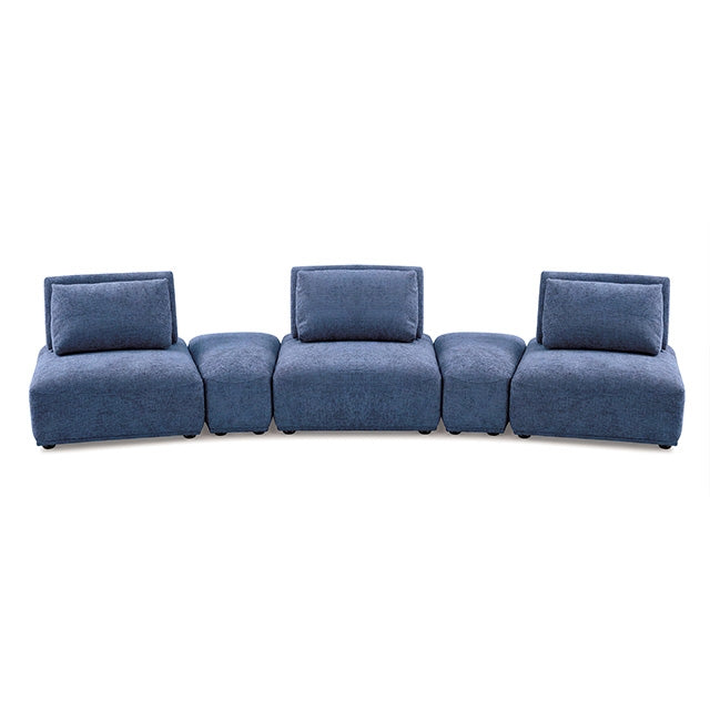 Furniture Of America Stavanger Curved 3-Seater FM63001BL-G Blue Contemporary - sofafair.com