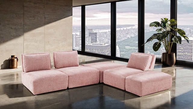 Furniture Of America Stavanger L-Sectional FM63001PK-F Pink Contemporary - sofafair.com