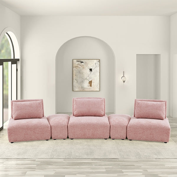 Furniture Of America Stavanger Curved 3-Seater FM63001PK-G Pink Contemporary - sofafair.com