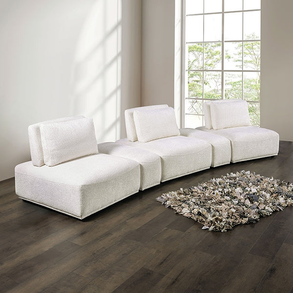 Furniture Of America Stavanger Curved 3-Seater FM63001WH-G White Contemporary - sofafair.com