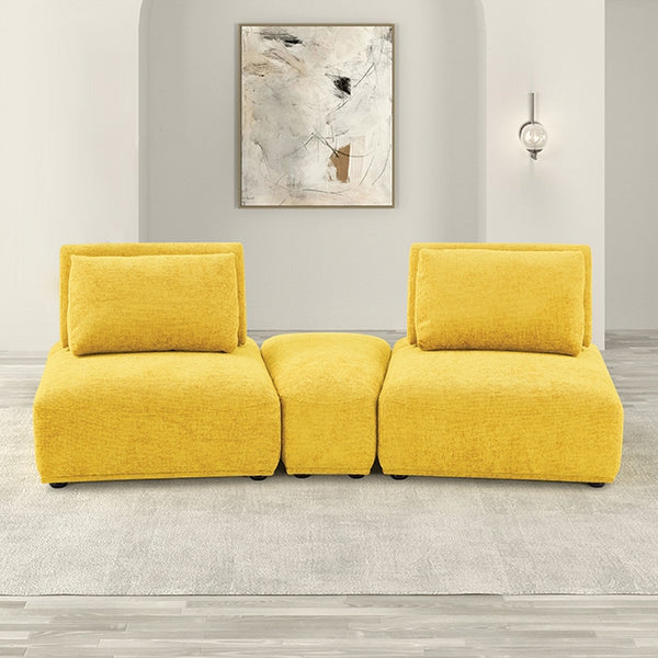 Furniture Of America Stavanger Curved 2-Seater w/ Ot FM63001YL-D Yellow Contemporary - sofafair.com