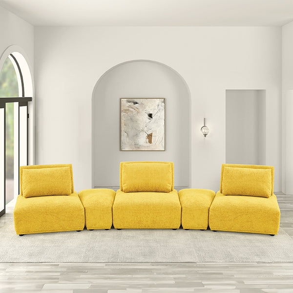 Furniture Of America Stavanger Curved 3-Seater FM63001YL-G Yellow Contemporary - sofafair.com