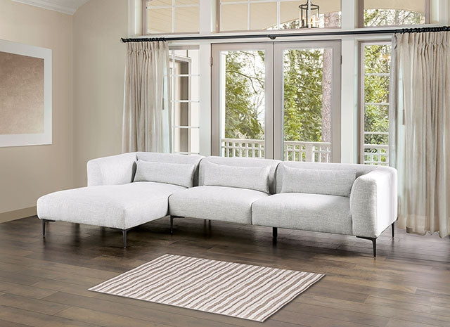 Furniture Of America Paderborn Sectional, Left Chaise FM63002LG Light Gray Contemporary - sofafair.com