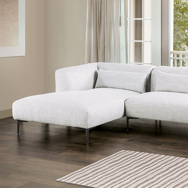 Furniture Of America Paderborn Sectional, Left Chaise FM63002LG Light Gray Contemporary - sofafair.com