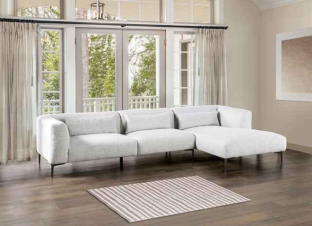 Furniture Of America Paderborn Sectional, Left Chaise FM63002LG Light Gray Contemporary - sofafair.com