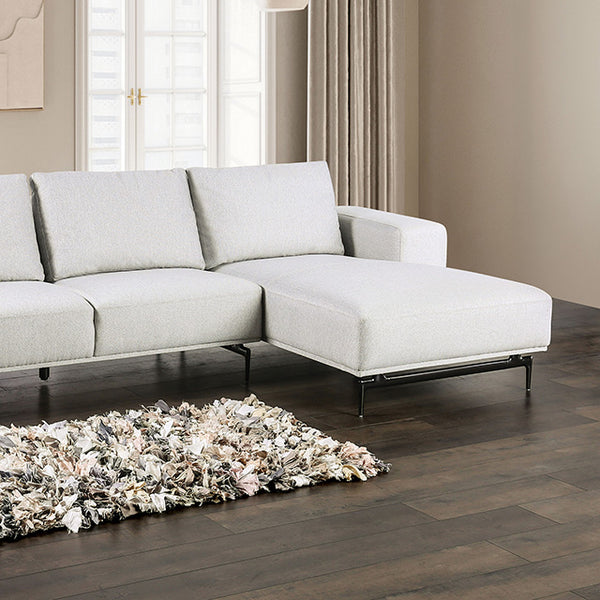 Furniture Of America Baerum Sectional, Left Chaise FM63006LG Light Gray Contemporary - sofafair.com