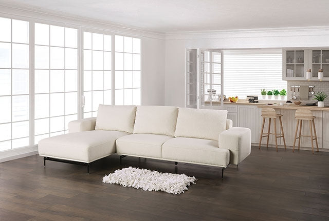 Furniture Of America Baerum Sectional, Left Chaise FM63006WH White Contemporary - sofafair.com