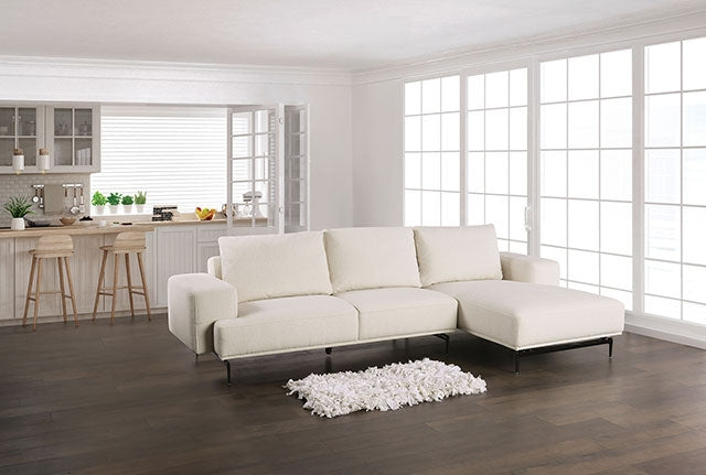 Furniture Of America Baerum Sectional, Left Chaise FM63006WH White Contemporary - sofafair.com