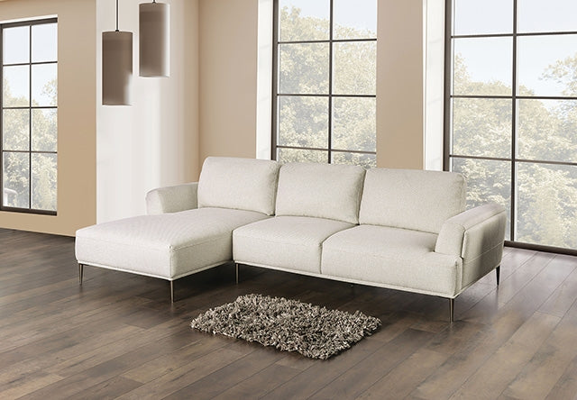 Furniture Of America Gladbach Sectional, Right Chaise FM63007BG Beige Contemporary - sofafair.com