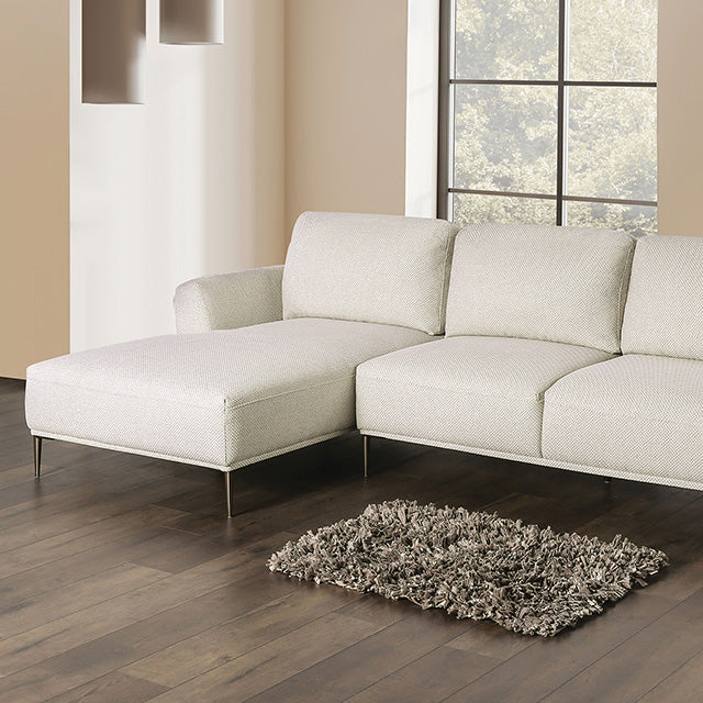 Furniture Of America Gladbach Sectional, Right Chaise FM63007BG Beige Contemporary - sofafair.com