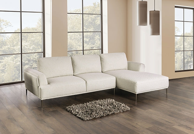 Furniture Of America Gladbach Sectional, Right Chaise FM63007BG Beige Contemporary - sofafair.com