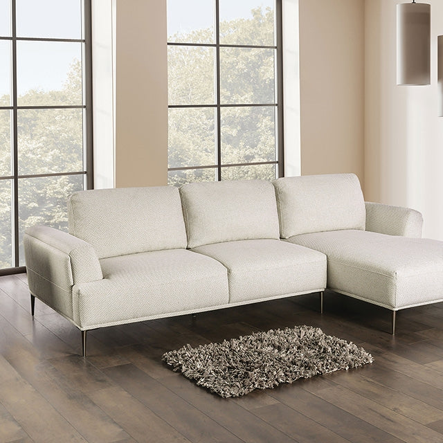 Furniture Of America Gladbach Sectional, Right Chaise FM63007BG Beige Contemporary - sofafair.com