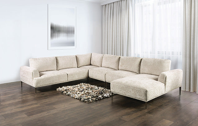 Furniture Of America Gladbach J-Shaped Sectional FM63007LB Light Brown Contemporary - sofafair.com