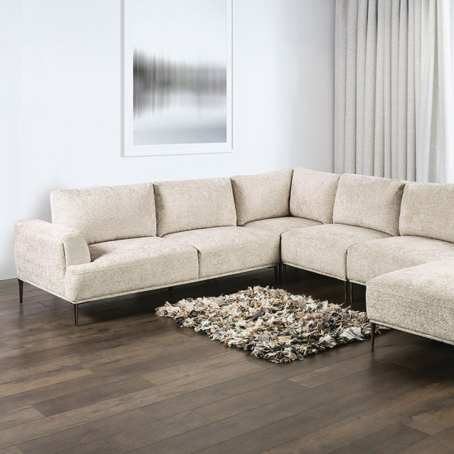 Furniture Of America Gladbach J-Shaped Sectional FM63007LB Light Brown Contemporary - sofafair.com