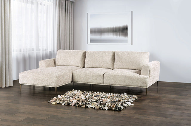 Furniture Of America Gladbach J-Shaped Sectional FM63007LB Light Brown Contemporary - sofafair.com