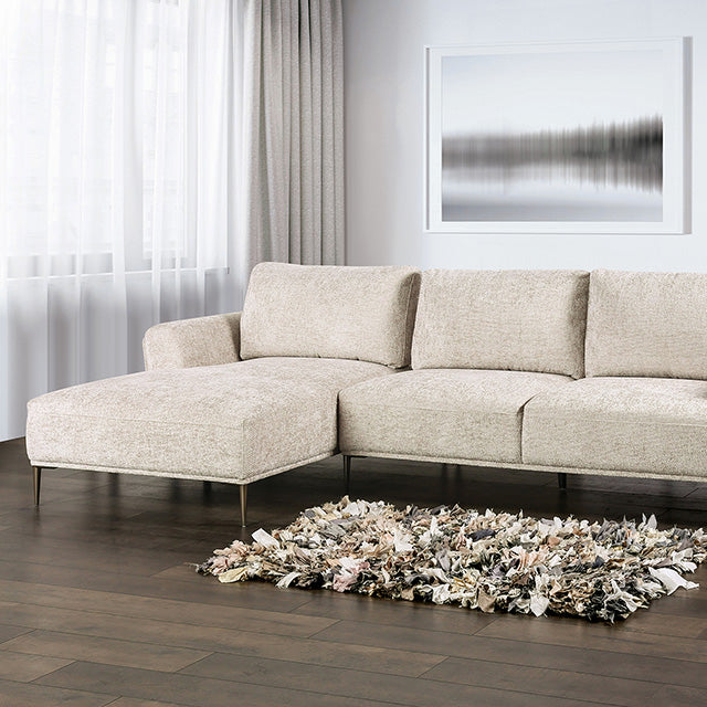 Furniture Of America Gladbach J-Shaped Sectional FM63007LB Light Brown Contemporary - sofafair.com