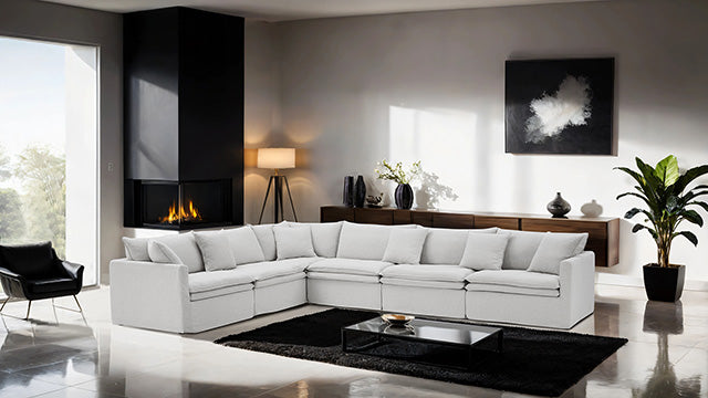 Furniture Of America Crayford L-Sectional FM63010LG-SECT Light Gray Traditional - sofafair.com