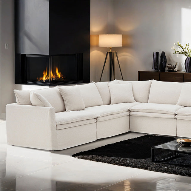 Furniture Of America Crayford L-Sectional FM63010TP-SECT Taupe Traditional - sofafair.com