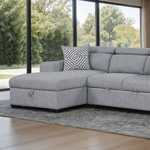 Furniture Of America Chatteris Sectional FM64000GY-SECT-L Gray Contemporary - sofafair.com