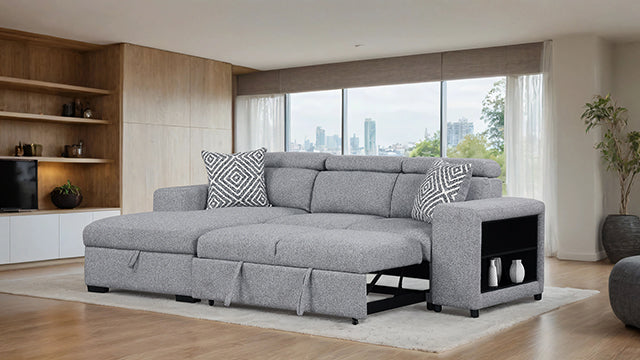 Furniture Of America Chatteris Sectional FM64000GY-SECT-L Gray Contemporary - sofafair.com