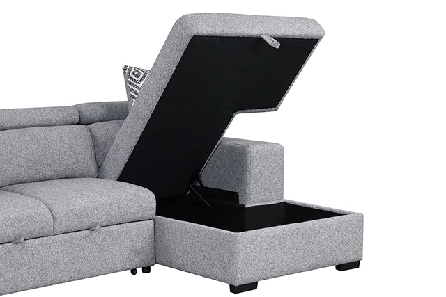 Furniture Of America Chatteris Sectional FM64000GY-SECT-R Gray Contemporary - sofafair.com