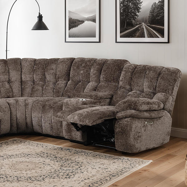 Furniture Of America Hieronymus Power Sectional FM64001DB-SECT-PM Dark Brown Transitional - sofafair.com